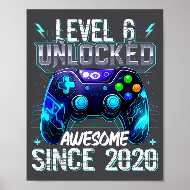 6th Birthday Boy Level 6 Gamer 6 Year Video Game P Poster (Front)