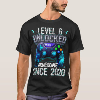 6Th Birthday Boy Level 6 Gamer 6 Year Video Game T-Shirt