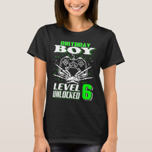 6th Birthday Boy Level 6 Unlocked Birthday 6 Year T-Shirt