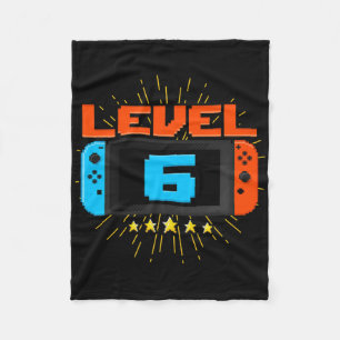 6th Birthday Boy Level 6 Unlocked Video Game 6 Yea Fleece Blanket