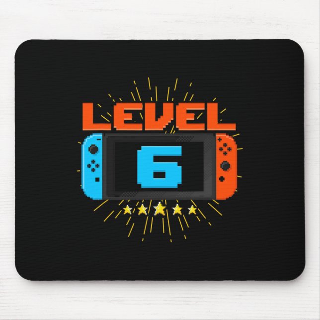 6th Birthday Boy Level 6 Unlocked Video Game 6 Yea Mouse Mat (Front)
