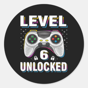 6th Birthday Boy Level 6 Unlocked Video Gamer 6 Ye Classic Round Sticker