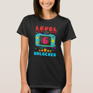 6th Birthday Boy Level 6 Unlocked Video Gamer Birt T-Shirt