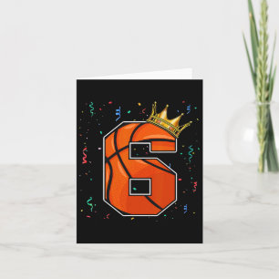 6th Birthday Bysketbyll Big Number 6 Year Old Boy Card