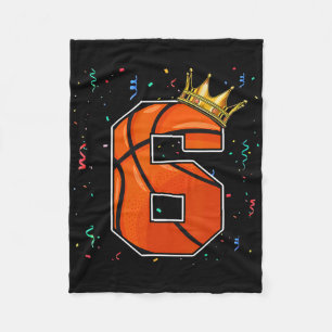 6th Birthday Bysketbyll Big Number 6 Year Old Boy Fleece Blanket