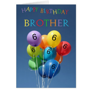 6th Birthday Card coloured balloons
