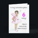 6th Birthday Card for a Granddaughter<br><div class="desc">A 6th Birthday Card for a granddaughter,  with a black fairy in a pink dress,  from a watercolour illustration by Judy Adamson. Please feel free to customise the inside message and contact me through my store if you would like changes to the front cover.</div>