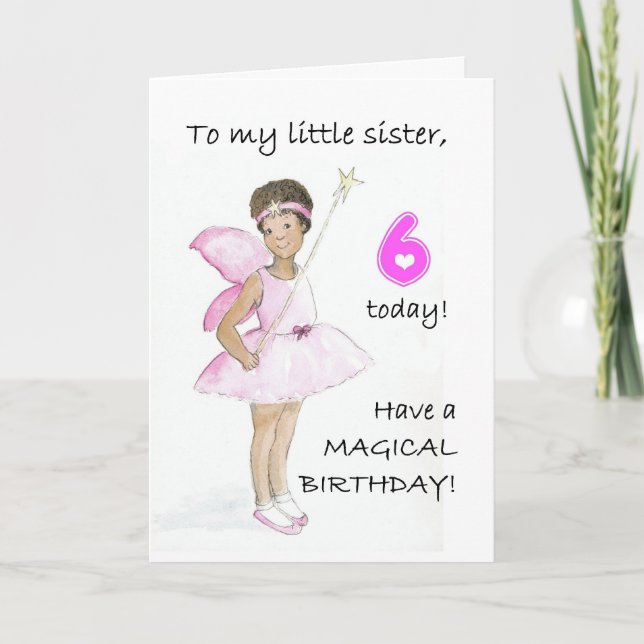 6th Birthday Card for a Little Sister (Front)