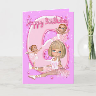 6th Birthday Card With Cute Ballerina
