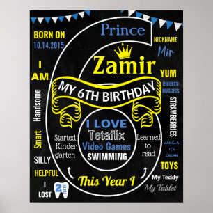 6th Birthday chalkboard sign milestone