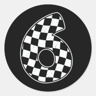 6th Birthday Checkered Number 6 Car Racing Flag  Classic Round Sticker