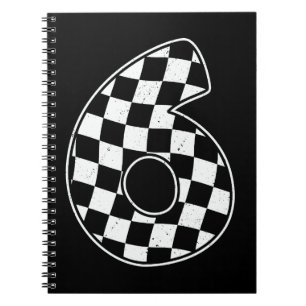 6th Birthday Checkered Number 6 Car Racing Flag  Notebook