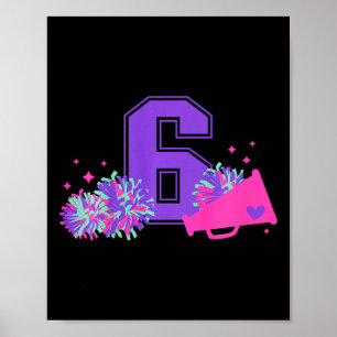 6th Birthday Cheer Girl Six Year Old Cheerleader _ Poster