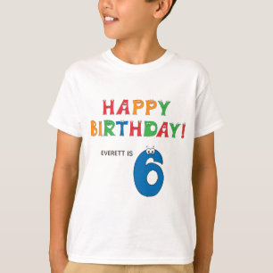 6th Birthday Colourful Alphabet with Name Kids T-Shirt
