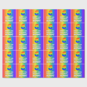 6th Birthday: Colourful, Fun Rainbow Pattern # 6 Wrapping Paper