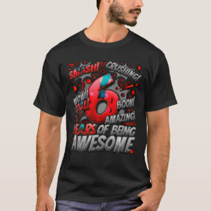 6th Birthday Comic Style Awesome Since 2017 6 Year T-Shirt