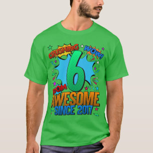 6th Birthday Comic Style Awesome Since 2017 6 Year T-Shirt