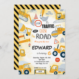 6th Birthday Construction Invitation