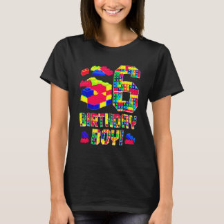 6th Birthday Costume 6 Years Old Block Building Bo T-Shirt