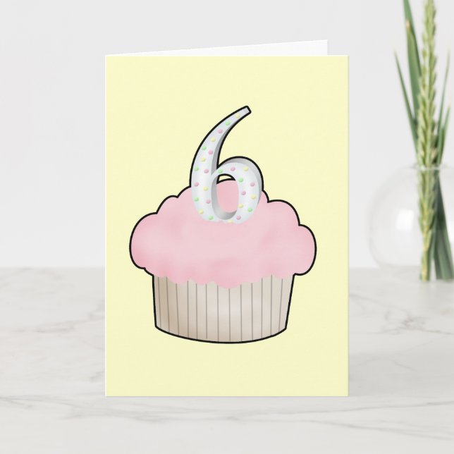 6th Birthday Cupcake Card (Front)