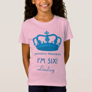 6th Birthday Custom Name Crown Gift Idea V20 T-Shirt