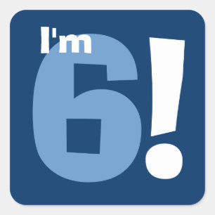 6th Birthday Custom Name Navy and Baby Blue Square Sticker