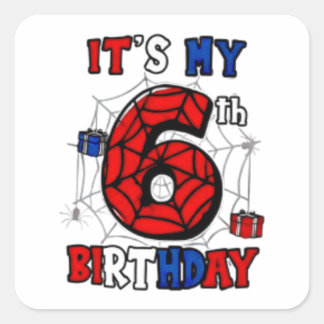 6th Birthday Cute Superhero Spider Sticker