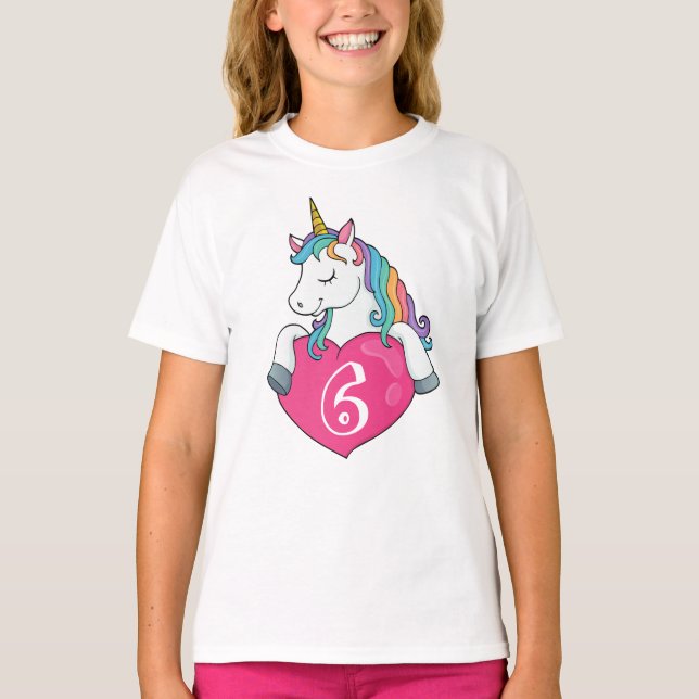 6th Birthday Cute Unicorn Birthday Gift For Girls T-Shirt (Front)