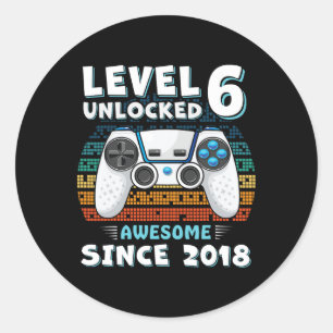 6th Birthday Decoration Boy 6yr 6 Year Old Birthda Classic Round Sticker