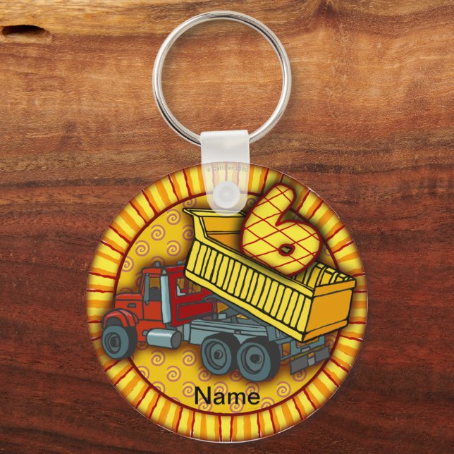 6th Birthday Dump Truck  keychains (Front)