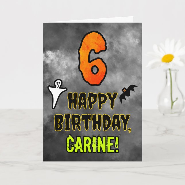 6th Birthday: Eerie Halloween Theme + Custom Name Card (Small Plant)