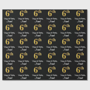 6th Birthday: Elegant Luxurious Faux Gold Look # Wrapping Paper