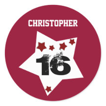 6th Birthday Festive Stars RED and BLACK A02