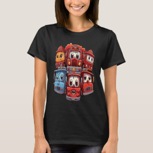 6th Birthday Firefighter Fireman Six Fire Trucks 6 T-Shirt