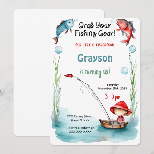 6th Birthday Fishing Invitation (Front/Back)