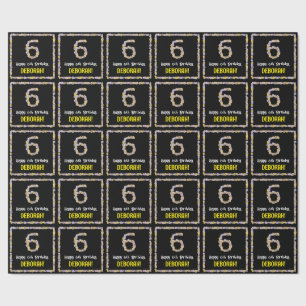 6th Birthday: Floral Flowers Number, Custom Name Wrapping Paper