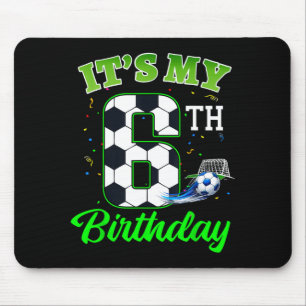 6th Birthday Football Boy Girl Kids Soccer Sports Mouse Mat