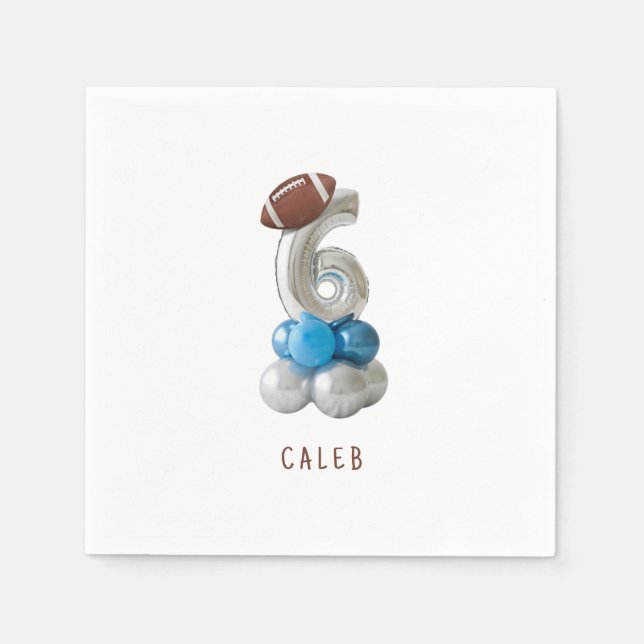 6th Birthday Football Personalised Napkin (Front)