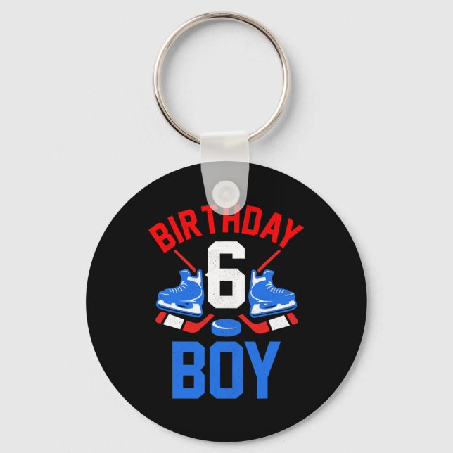 6th Birthday  For Girls Boys 6 Yrs Old Ice Hockey  Key Ring (Front)