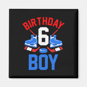 6th Birthday For Girls Boys 6 Yrs Old Ice Hockey Magnet