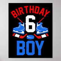 6th Birthday  For Girls Boys 6 Yrs Old Ice Hockey 