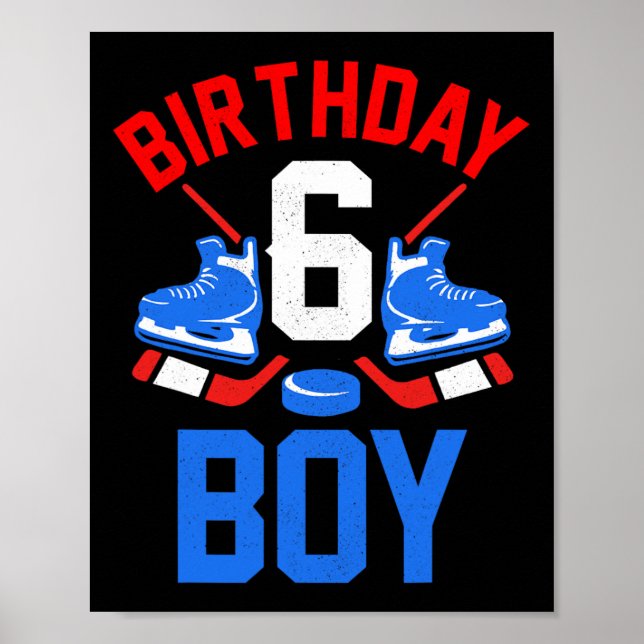 6th Birthday  For Girls Boys 6 Yrs Old Ice Hockey  Poster (Front)