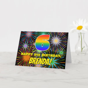 6th Birthday: Fun, Colourful Celebratory Fireworks Card