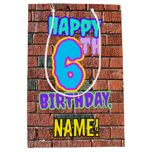 6th Birthday: Fun, Urban Graffiti Inspired Look Medium Gift Bag