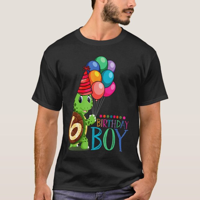 6th Birthday Gif Turtle 6 Year Old Boys kids T-Shirt (Front)