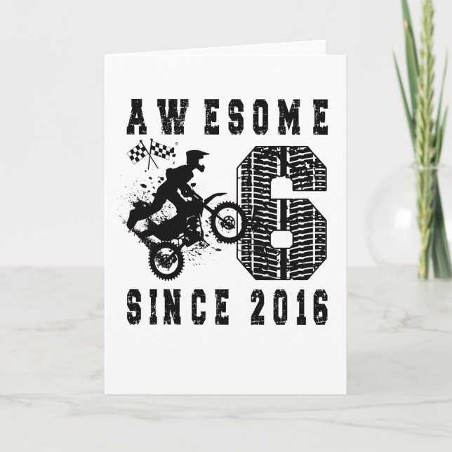 6th Birthday Gift Dirt Bike Boy Born in 2016 Card (Front)