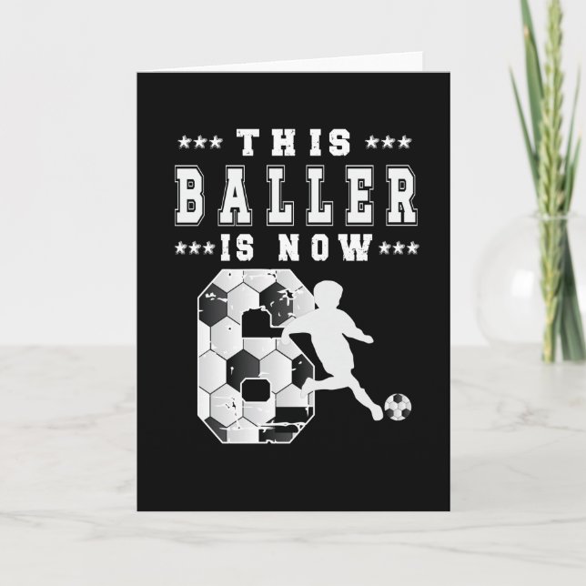 6th Birthday Gift Soccer Player 6 Year Old Boy Card (Front)
