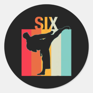 6th Birthday Gifts Karate Retro Taekwondo Martial Classic Round Sticker
