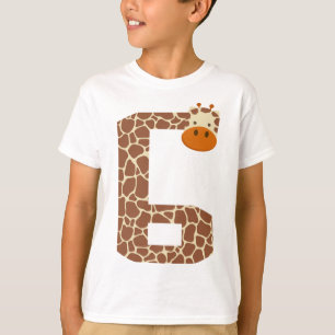 6th Birthday Giraffe Animal 6 Year Old Boys Kids T-Shirt