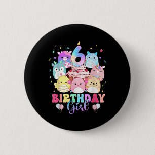 6th Birthday Girl Squish Squad Mallow 6 Year Old G Cm Round Badge